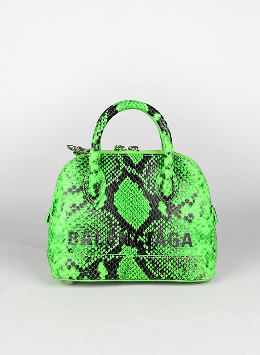 Balenciaga Borsa Ville XXS in pelle verde fluo