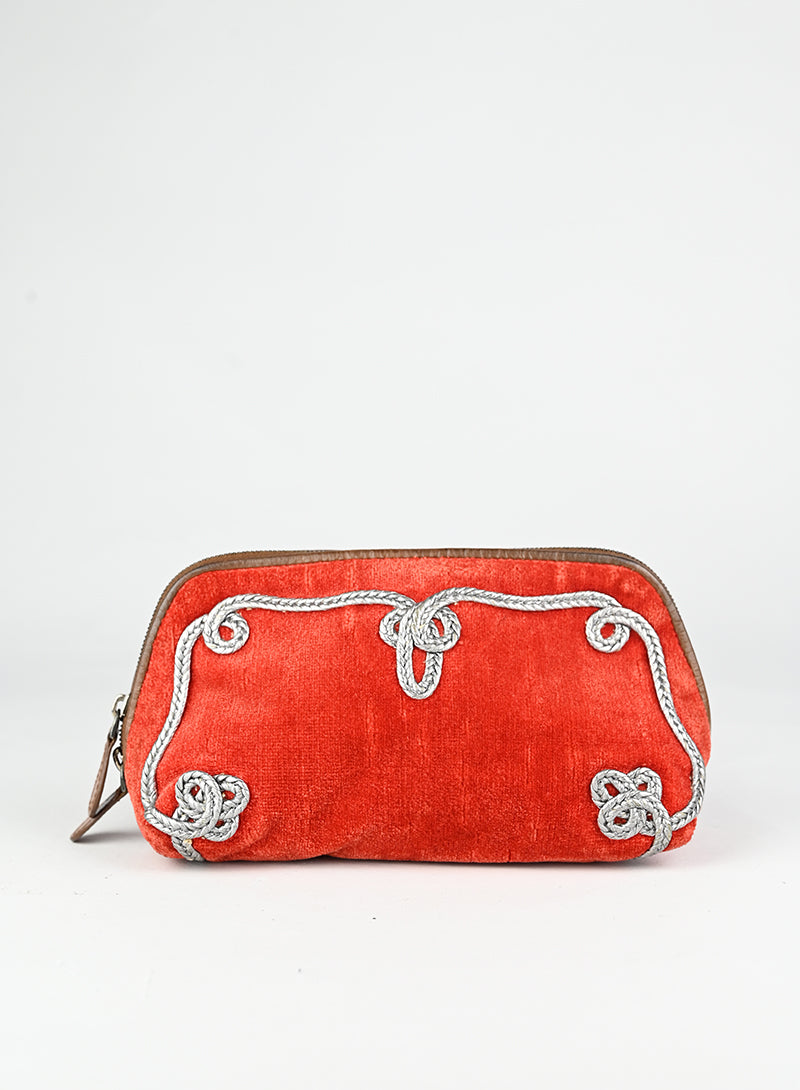 Bottega Veneta Beauty Case in velluto rosso