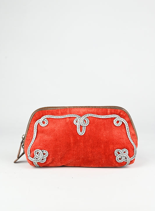 Bottega Veneta Beauty Case in velluto rosso