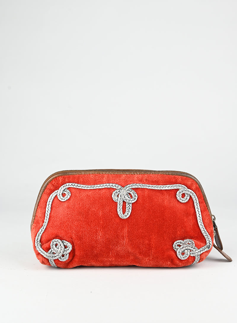 Bottega Veneta Beauty Case in velluto rosso