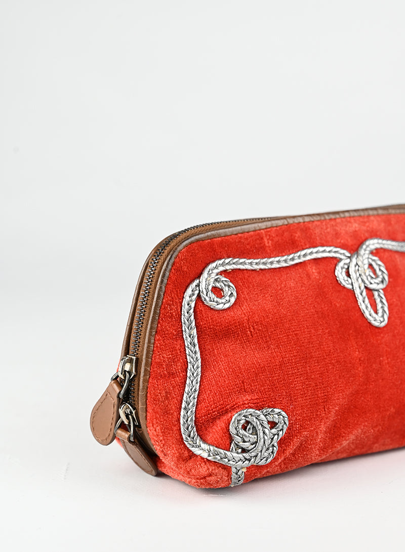 Bottega Veneta Beauty Case in velluto rosso