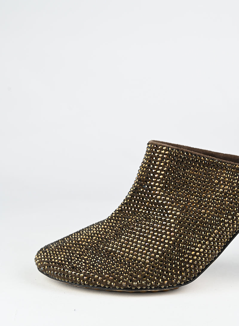 Bottega Veneta Sandali Sabot marroni con strass - N. 39