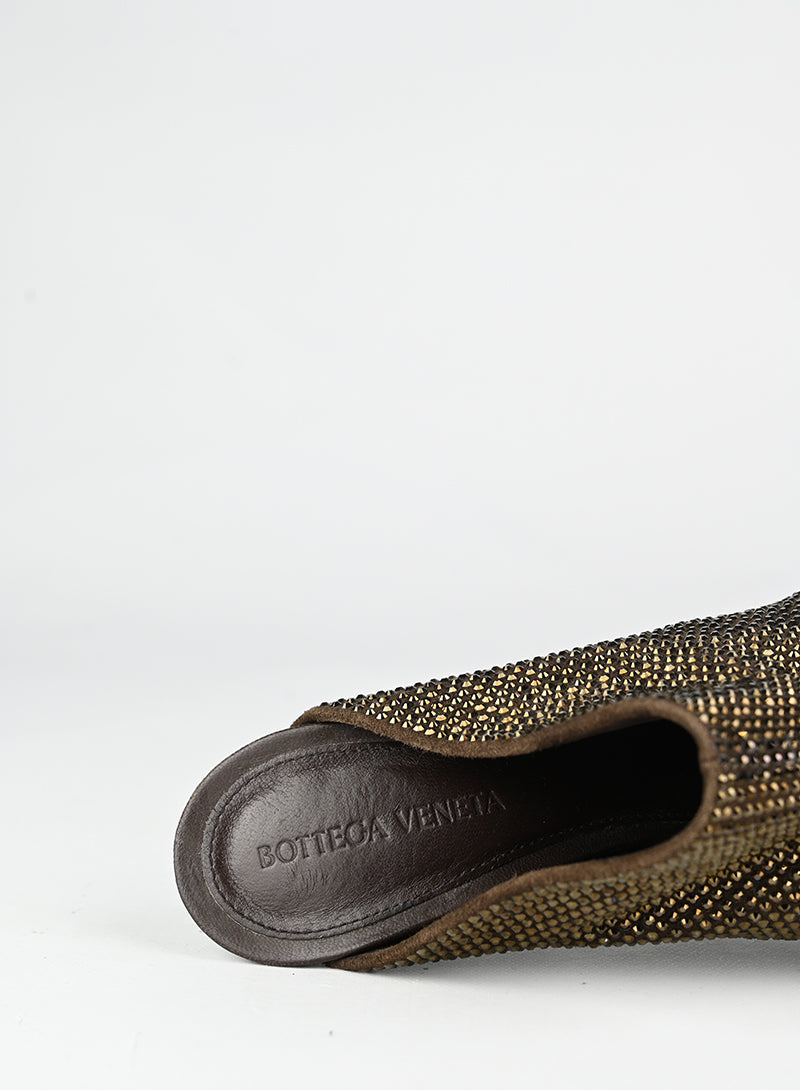 Bottega Veneta Sandali Sabot marroni con strass - N. 39