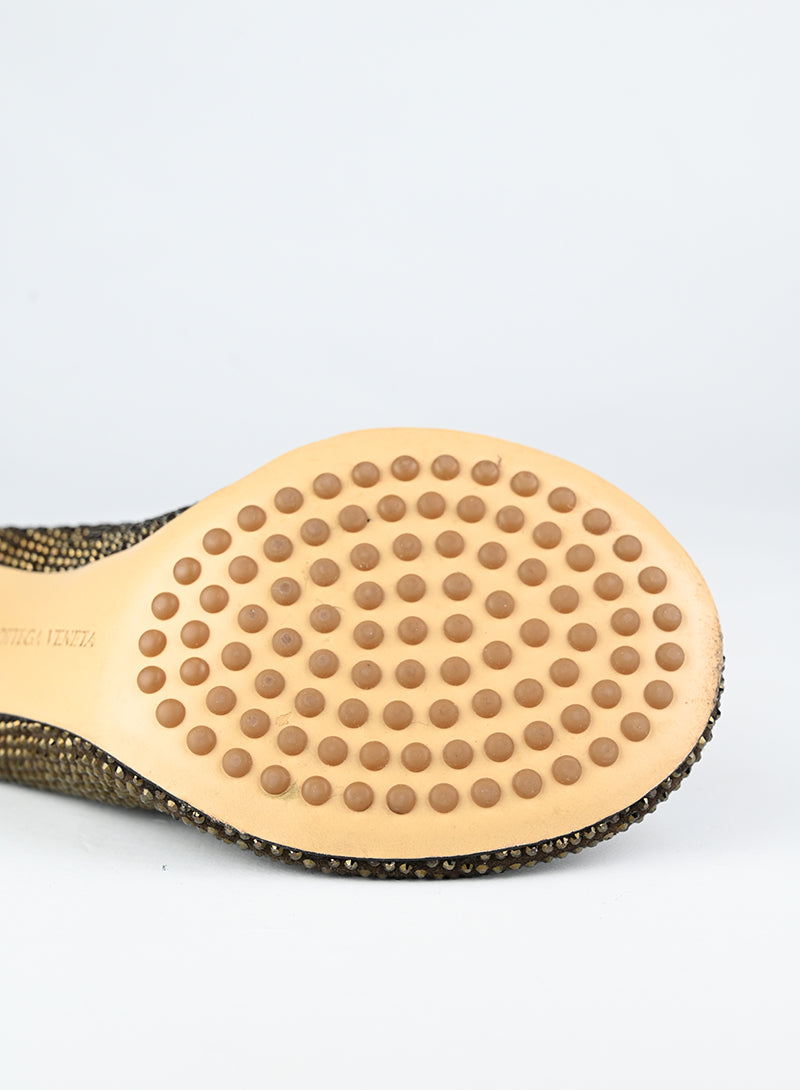 Bottega Veneta Sandali Sabot marroni con strass - N. 39