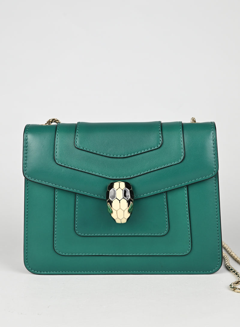 Bulgari Borsina a Tracolla Serpenti Forever Pelle Verde