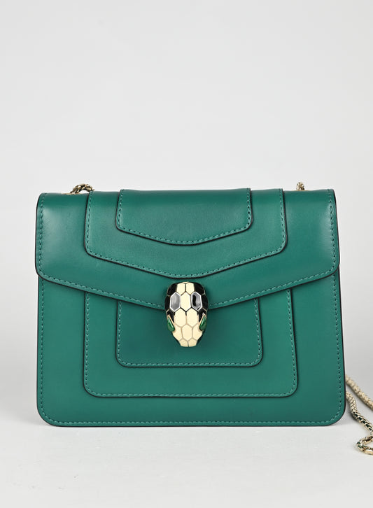 Bulgari Borsina a Tracolla Serpenti Forever Pelle Verde