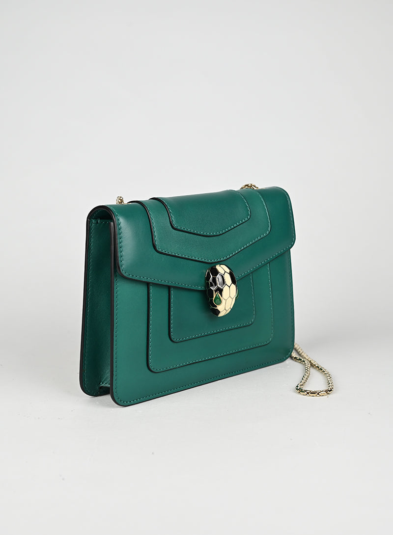 Bulgari Borsina a Tracolla Serpenti Forever Pelle Verde