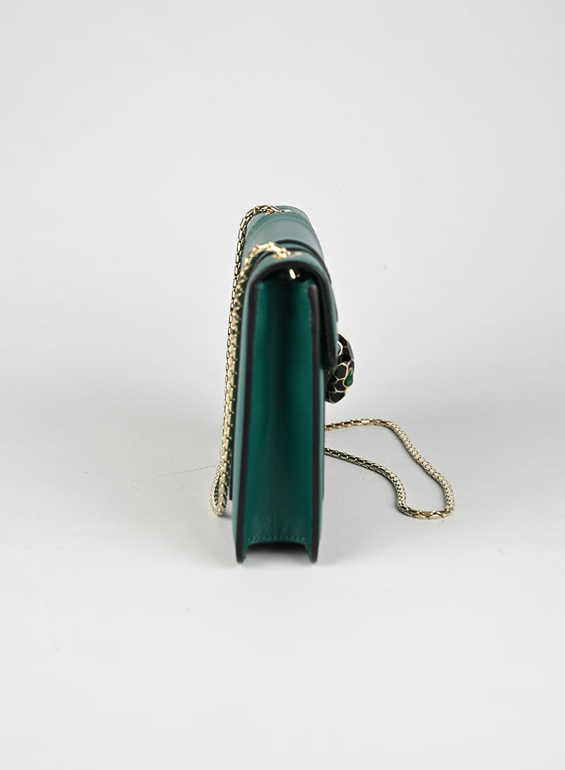 Bulgari Borsina a Tracolla Serpenti Forever Pelle Verde