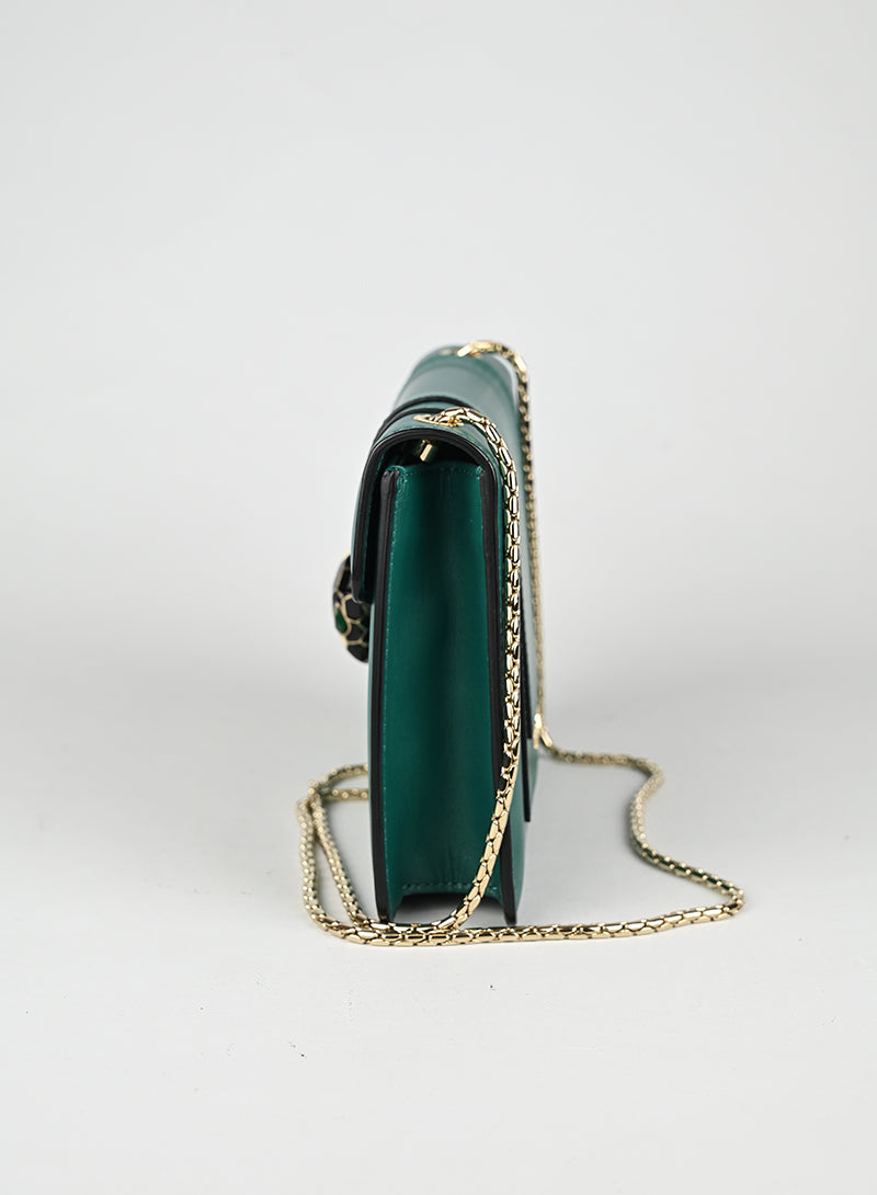 Bulgari Borsina a Tracolla Serpenti Forever Pelle Verde