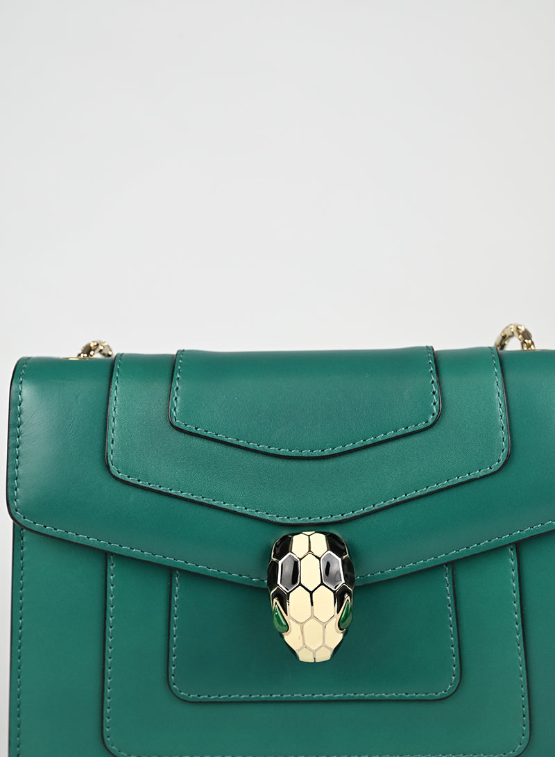 Bulgari Borsina a Tracolla Serpenti Forever Pelle Verde