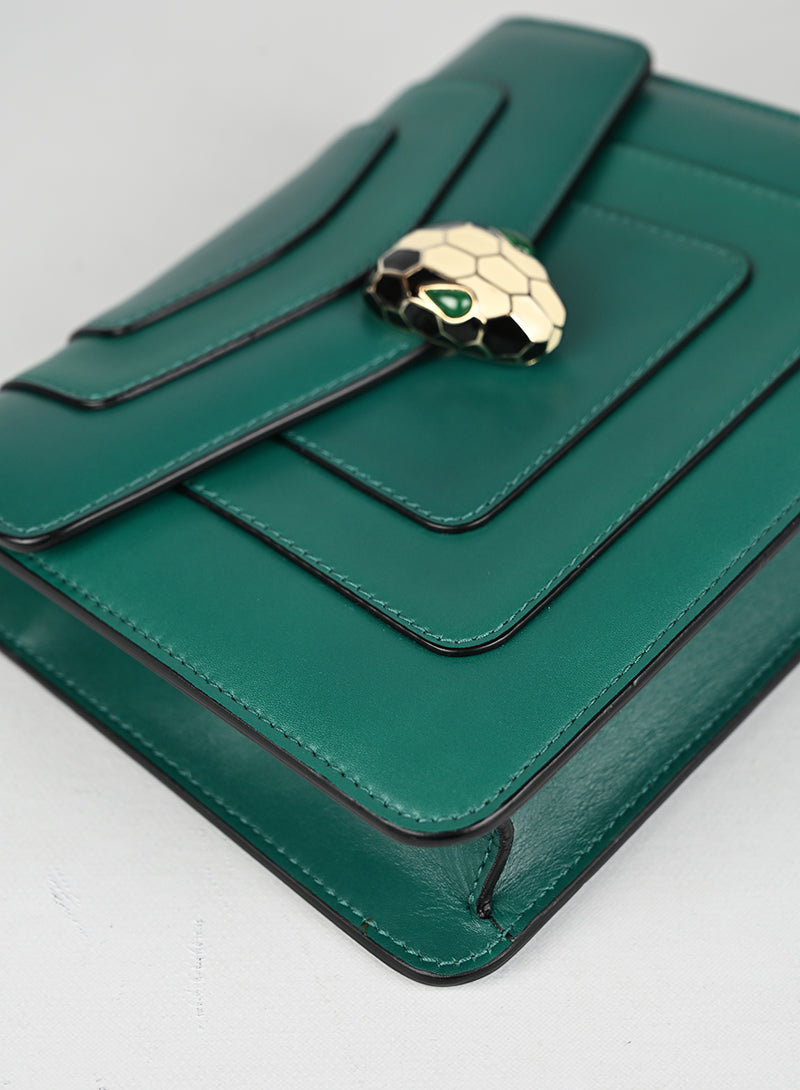 Bulgari Borsina a Tracolla Serpenti Forever Pelle Verde