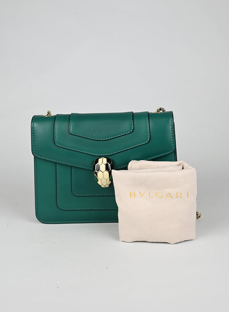Bulgari Borsina a Tracolla Serpenti Forever Pelle Verde