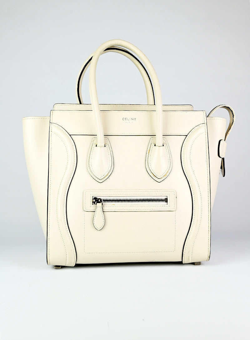 Celine Borsa Luggage in pelle bianca