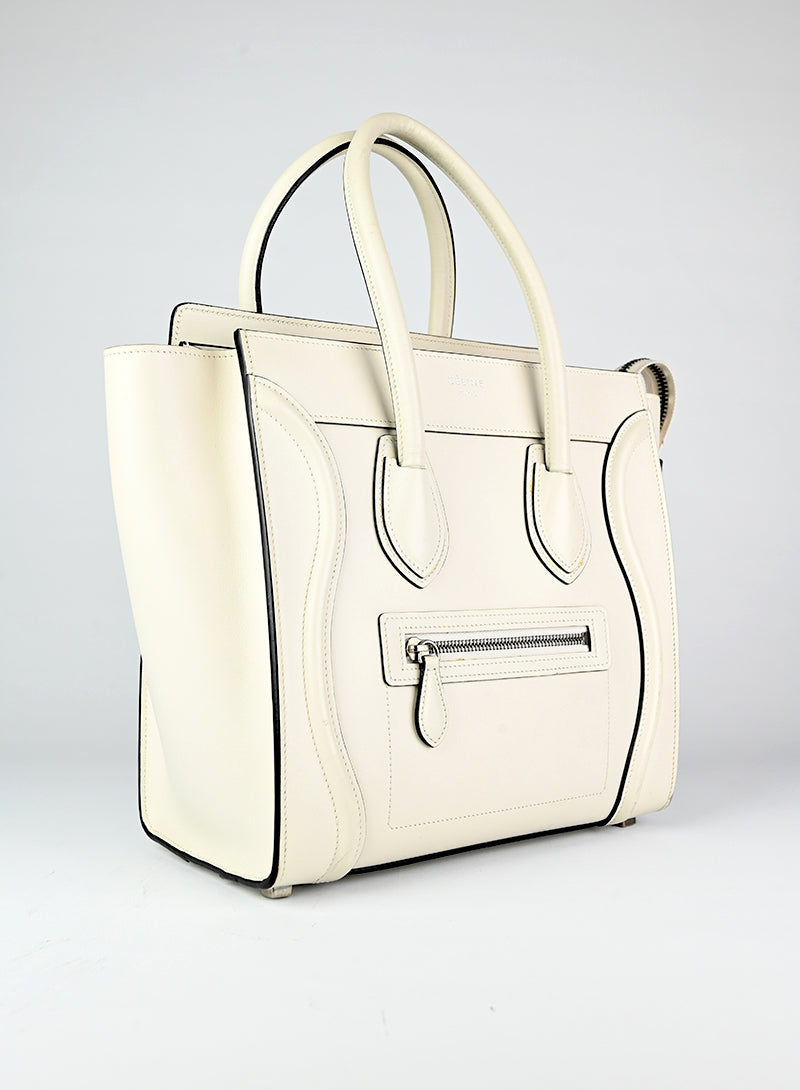 Celine Borsa Luggage in pelle bianca