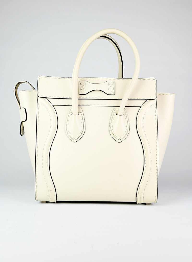 Celine Borsa Luggage in pelle bianca