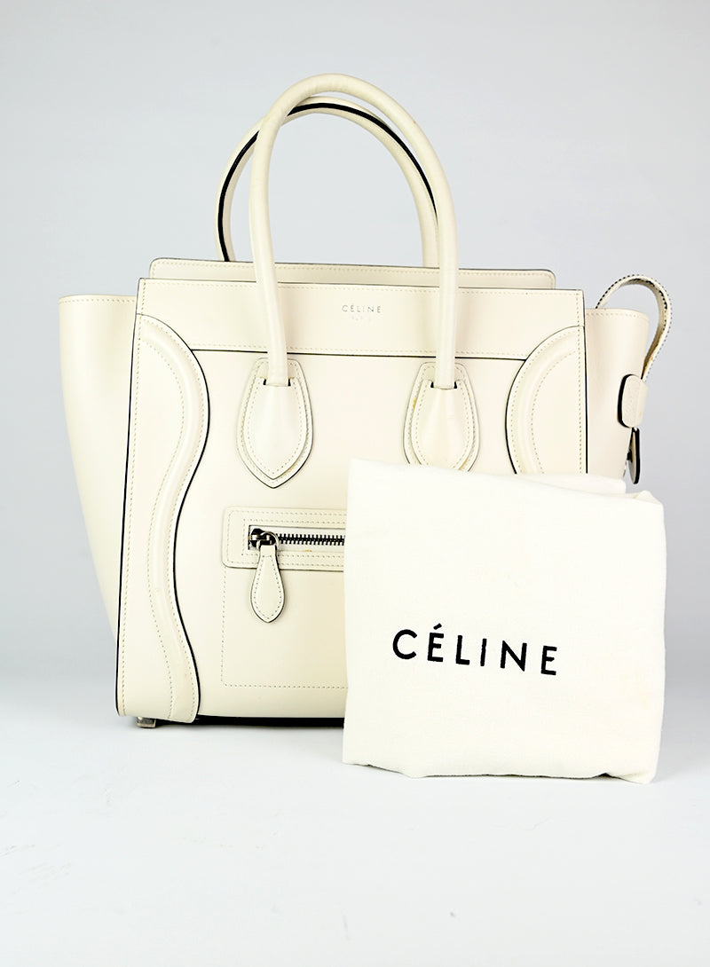 Celine Borsa Luggage in pelle bianca