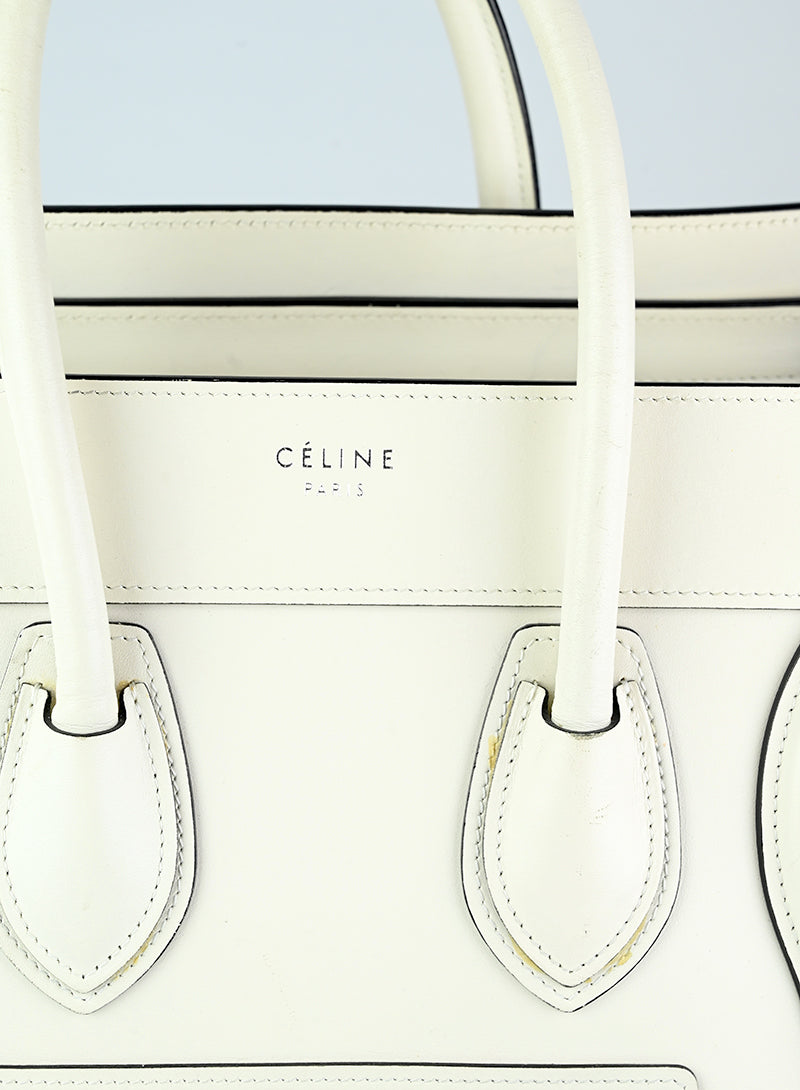 Celine Borsa Luggage in pelle bianca