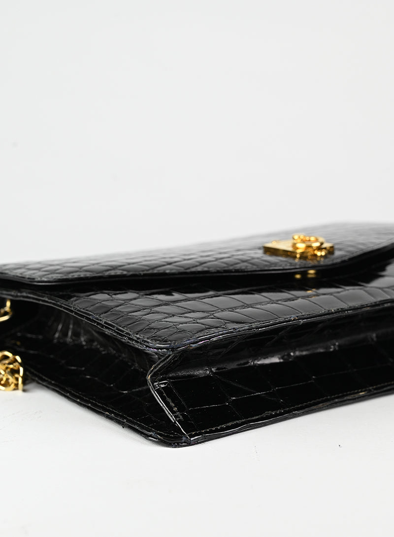 Celine Borsa in pelle di coccodrillo nera
