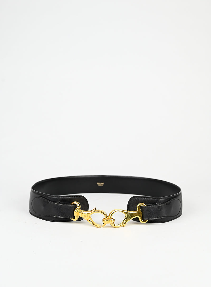 Celine Cintura in pelle nera con ganci -  lesleyluxuryvintage