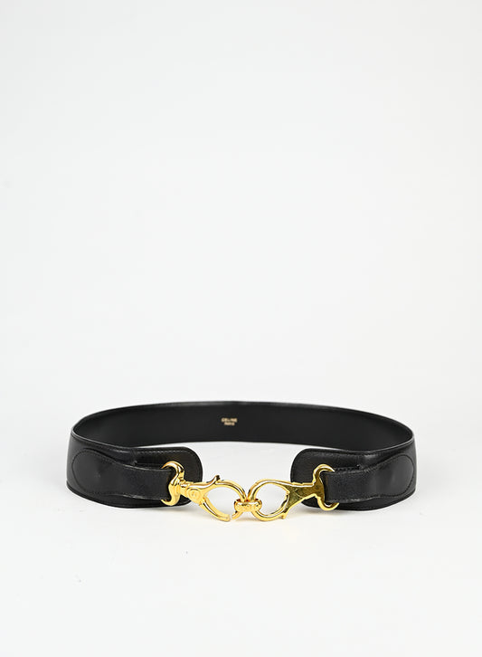 Celine Cintura in pelle nera con ganci -  lesleyluxuryvintage