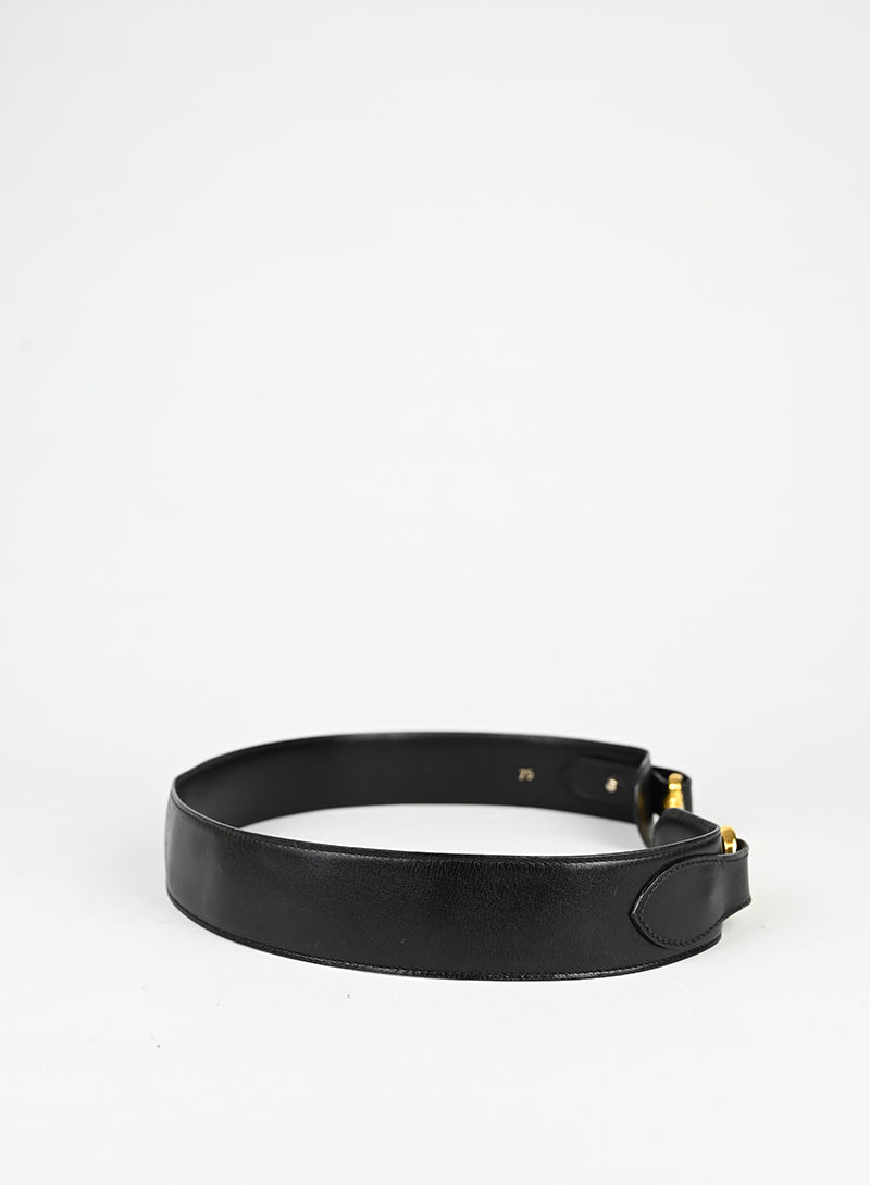 Celine Cintura in pelle nera con ganci -  lesleyluxuryvintage