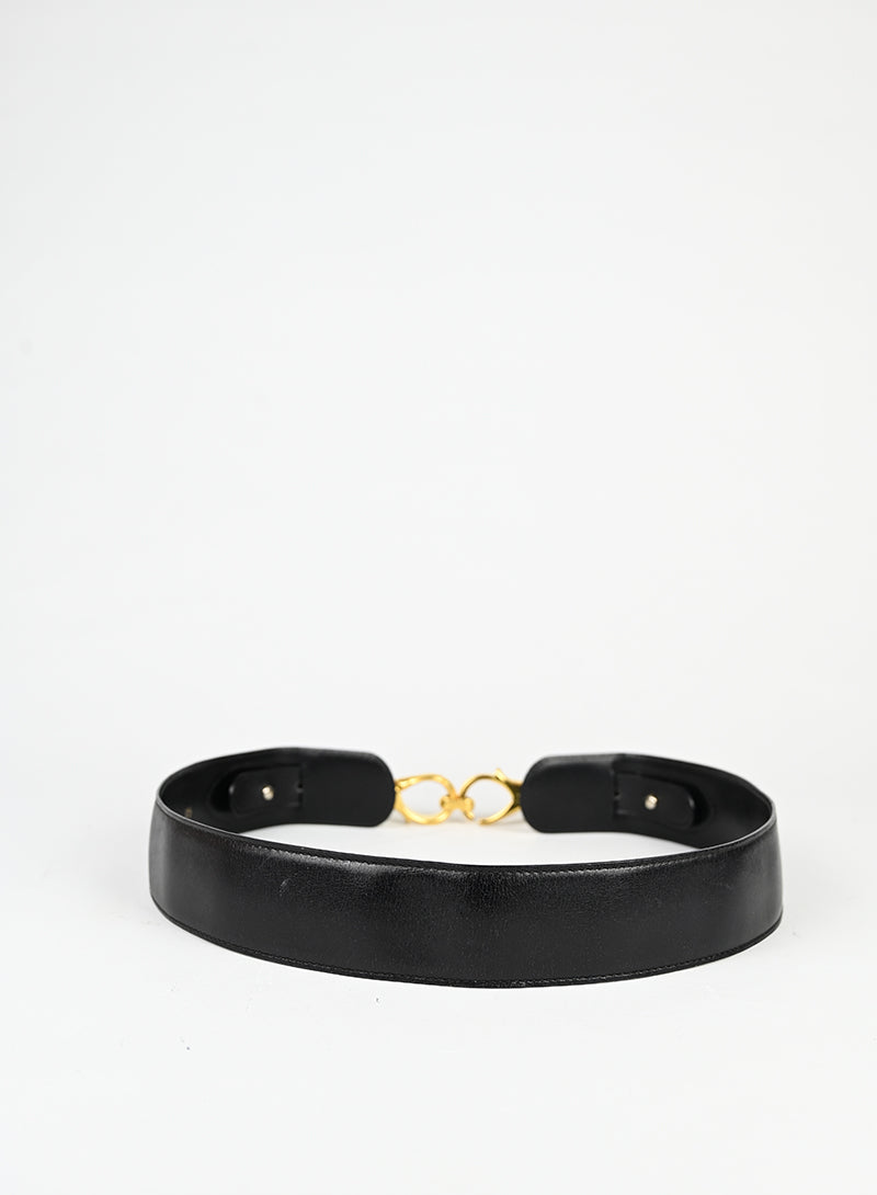 Celine Cintura in pelle nera con ganci -  lesleyluxuryvintage