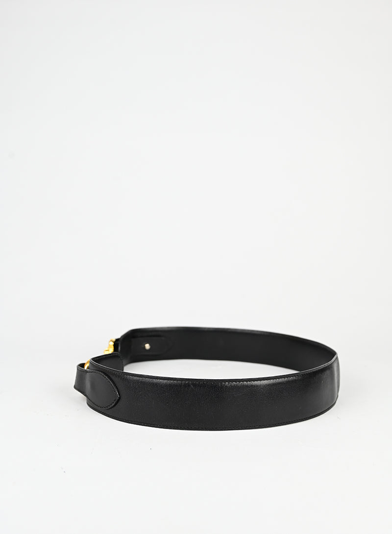 Celine Cintura in pelle nera con ganci -  lesleyluxuryvintage