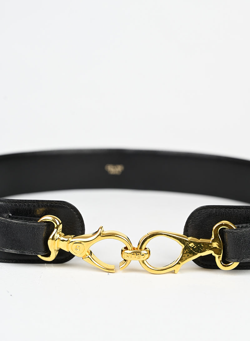 Celine Cintura in pelle nera con ganci -  lesleyluxuryvintage