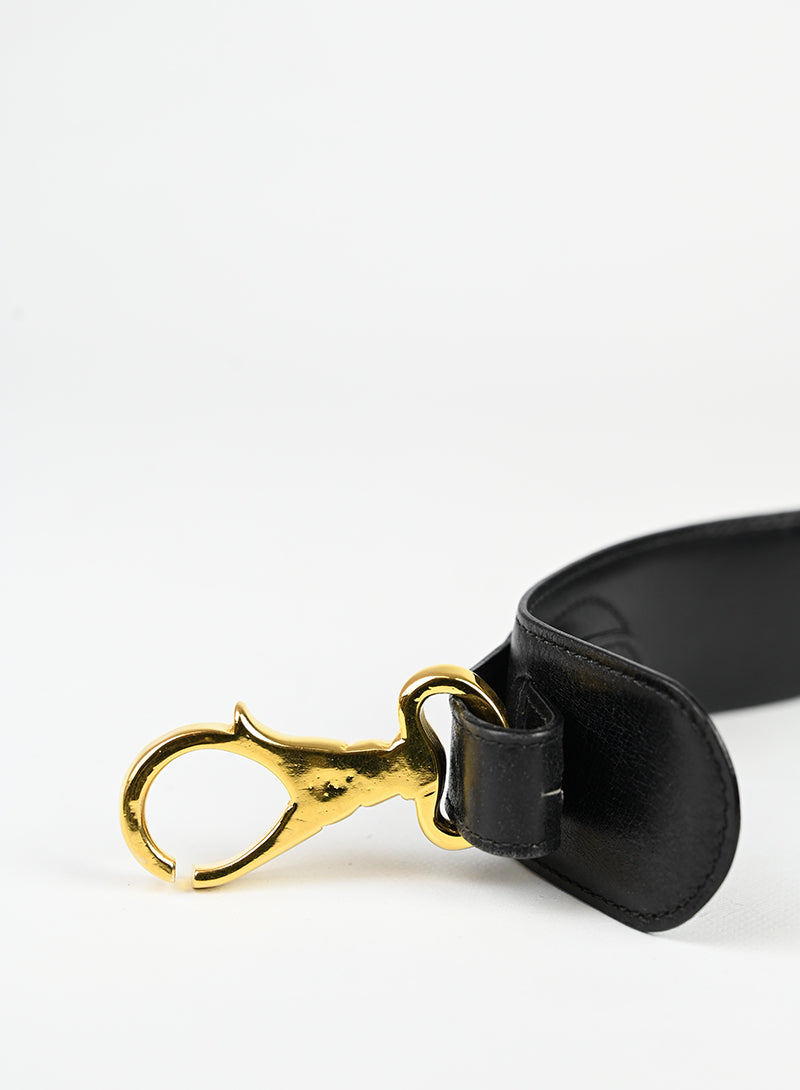 Celine Cintura in pelle nera con ganci -  lesleyluxuryvintage