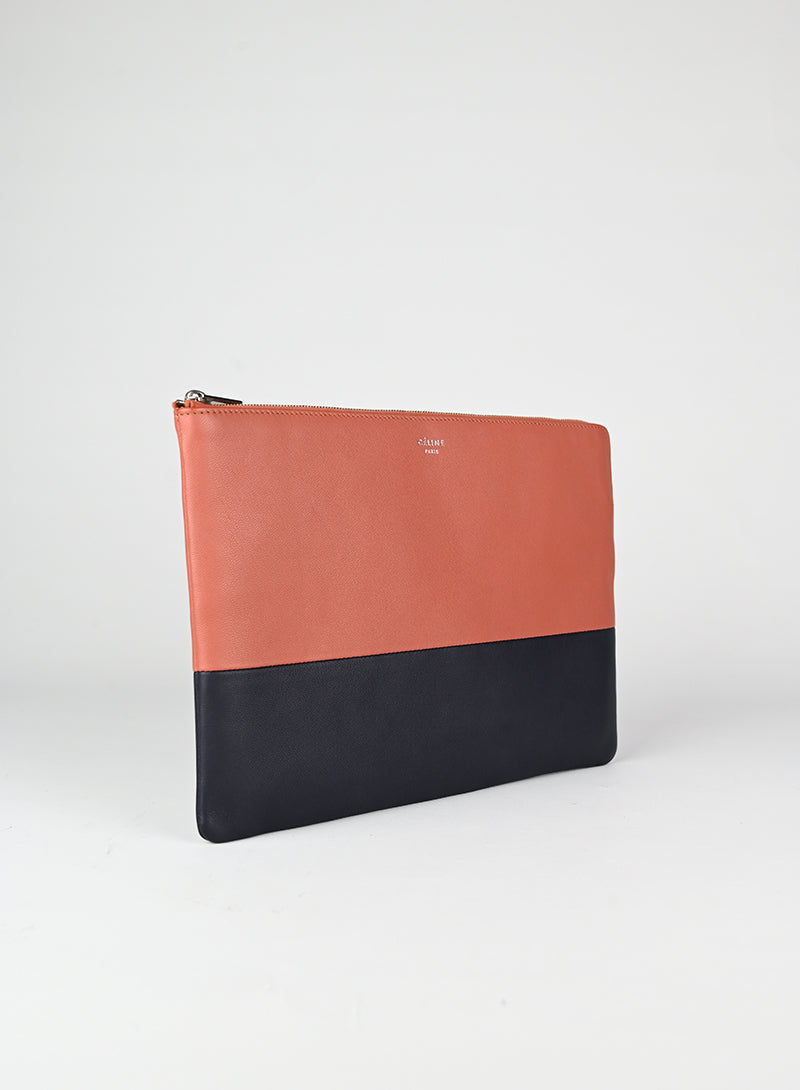 Celine Pochette Bicolor terracotta e blu