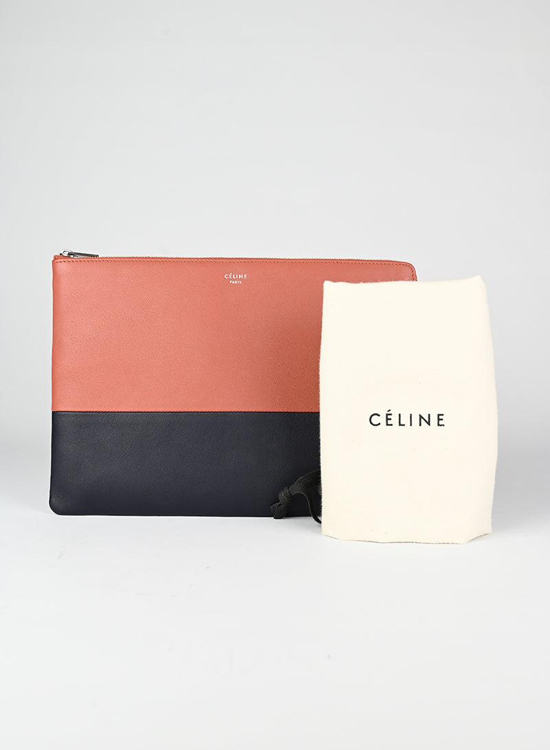 Celine Pochette Bicolor terracotta e blu