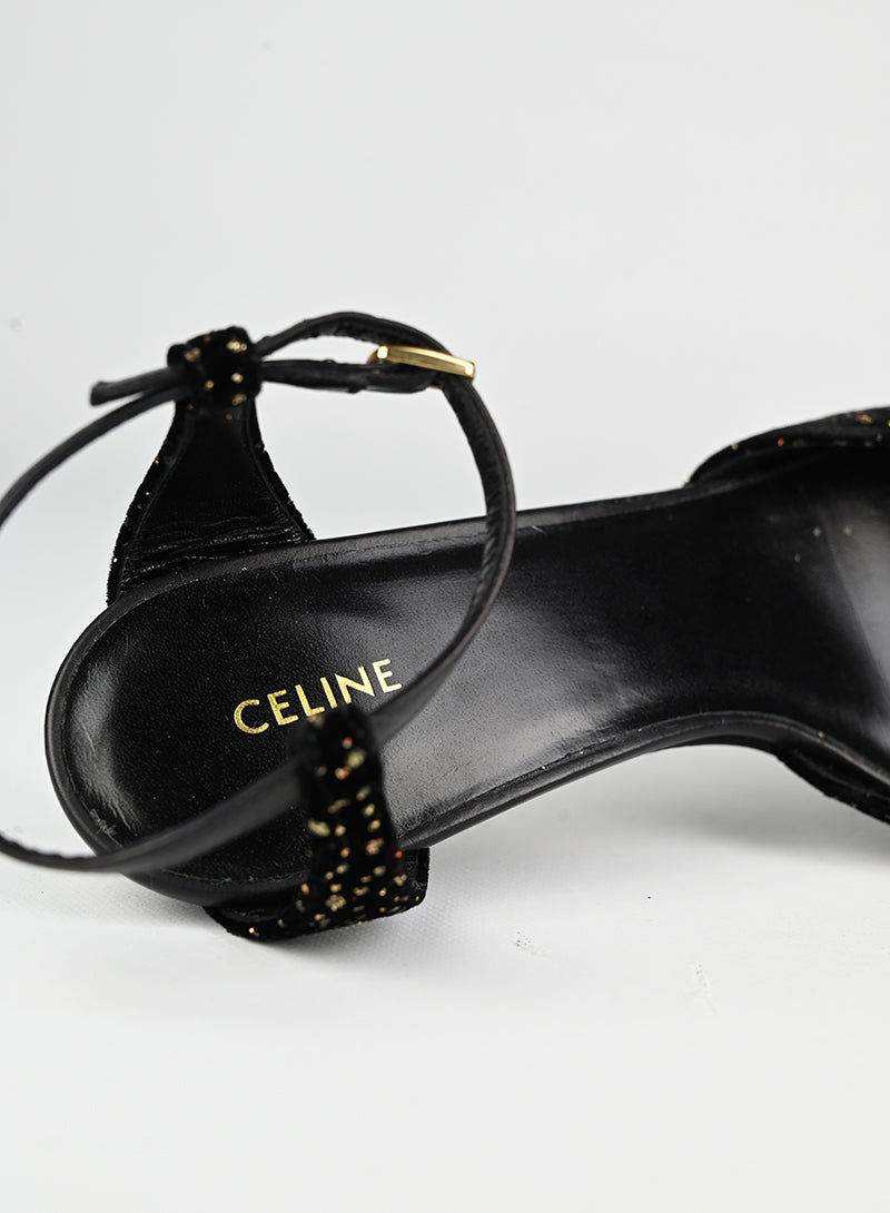 Celine Sandali in velluto nero - N. 37 ½