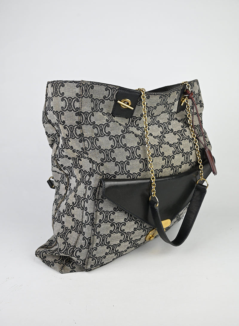 Celine Shopper Triomphe in tessuto grigio