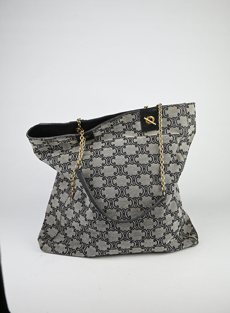 Celine Shopper Triomphe in tessuto grigio