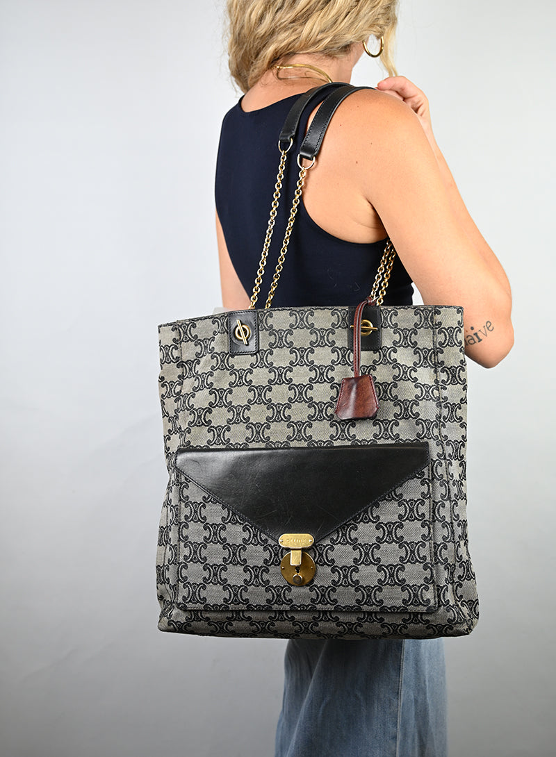 Celine Shopper Triomphe in tessuto grigio