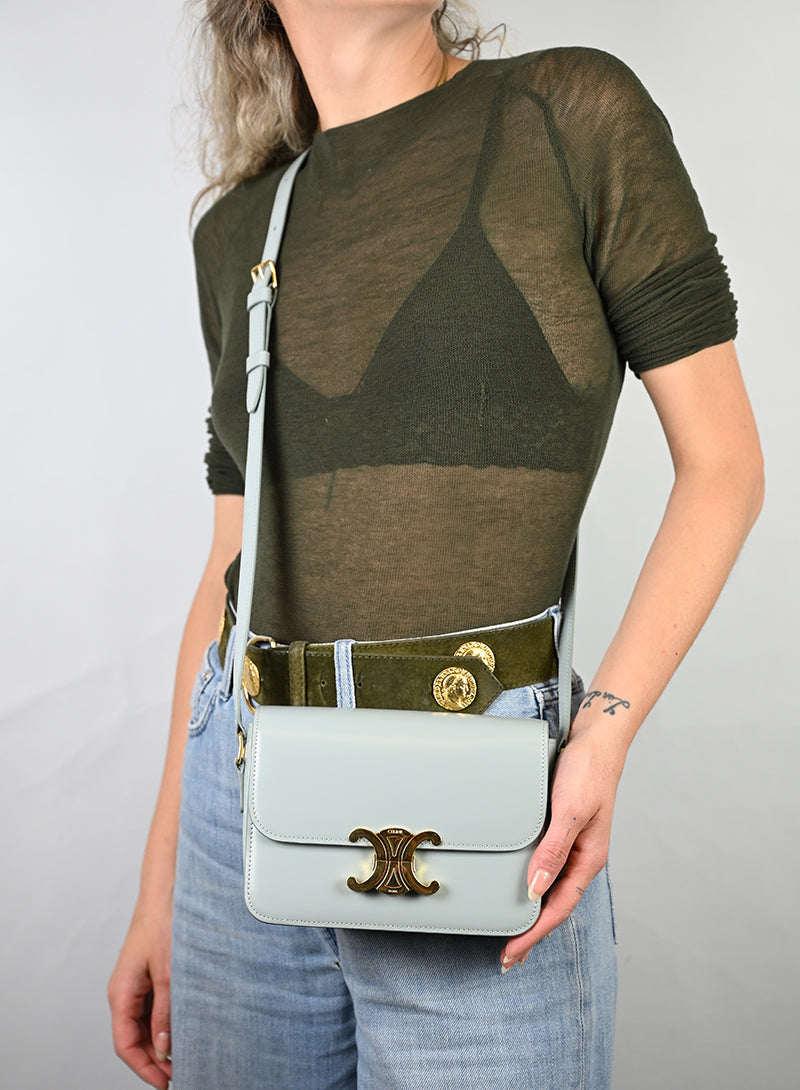 Celine Borsa Triomphe in pelle azzurra