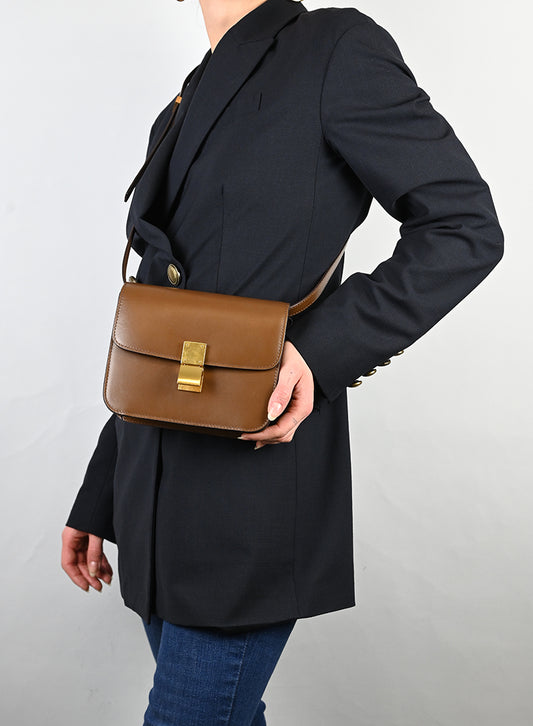 Celine Borsa Classic box in pelle marrone -  lesleyluxuryvintage