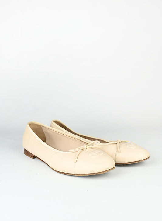 Chanel Ballerine in pelle panna - N. 40 ½