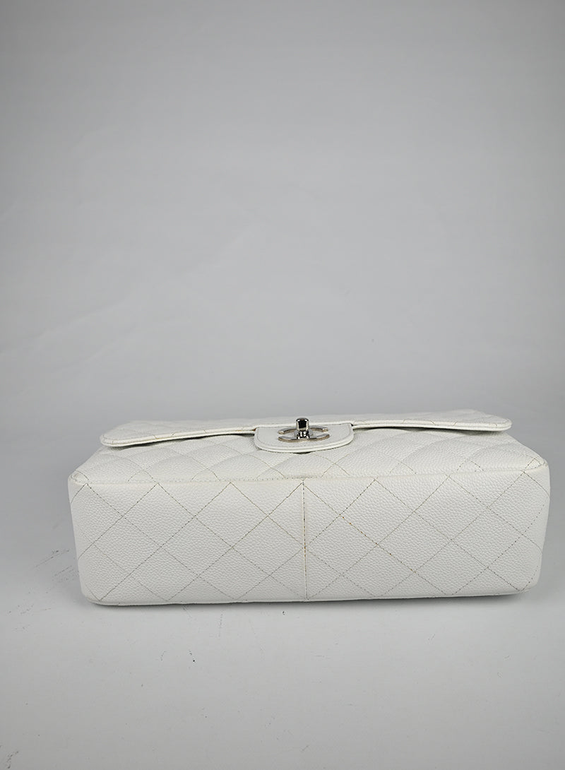 Chanel Borsa Jumbo in pelle Caviar bianca