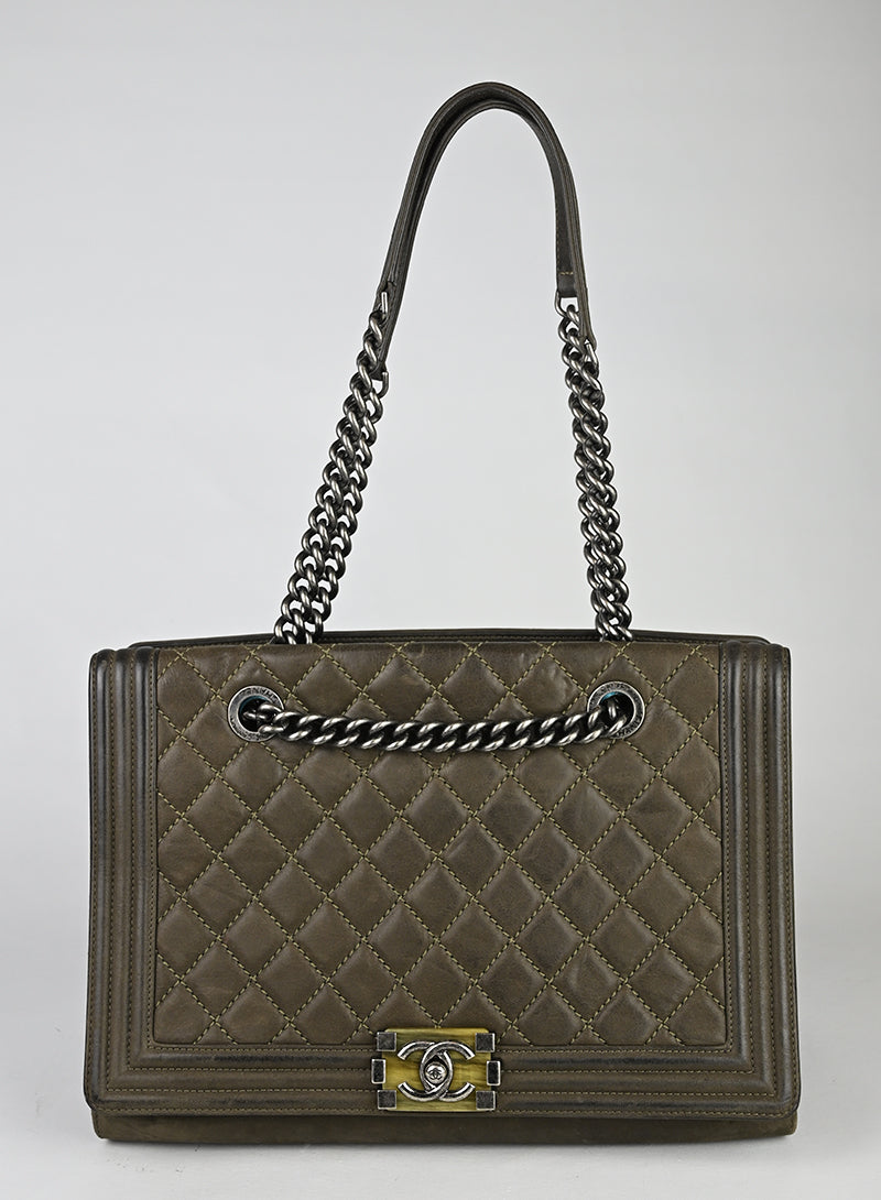 Chanel Boy Shopping Tote Pelle Fango