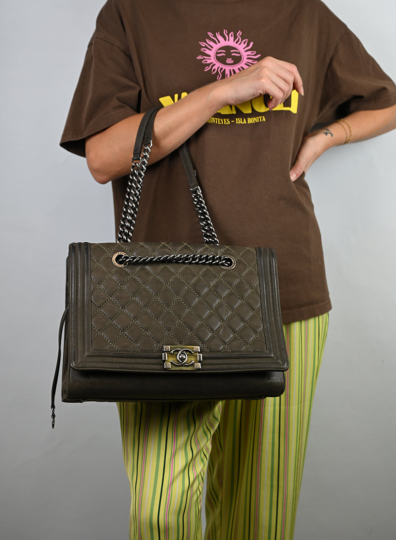Chanel Boy Shopping Tote Pelle Fango