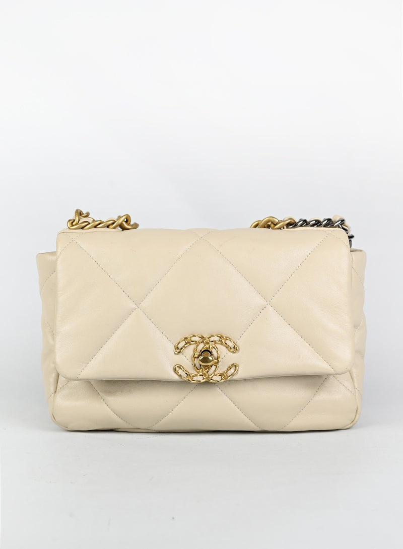 Chanel Borsa 19 in pelle panna