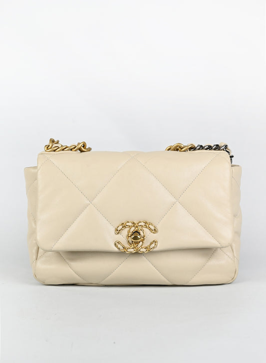 Chanel Borsa 19 in pelle panna