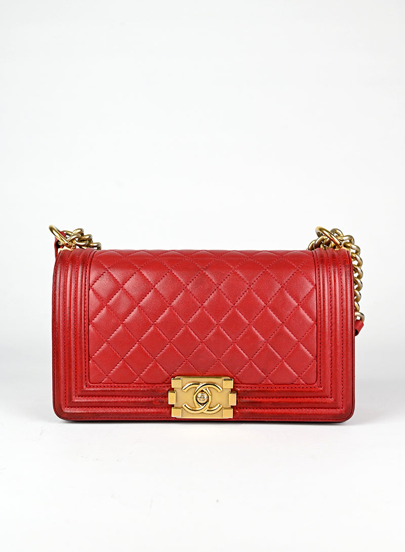 Chanel Borsa Boy in pelle rossa