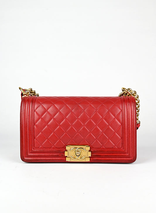 Chanel Borsa Boy in pelle rossa