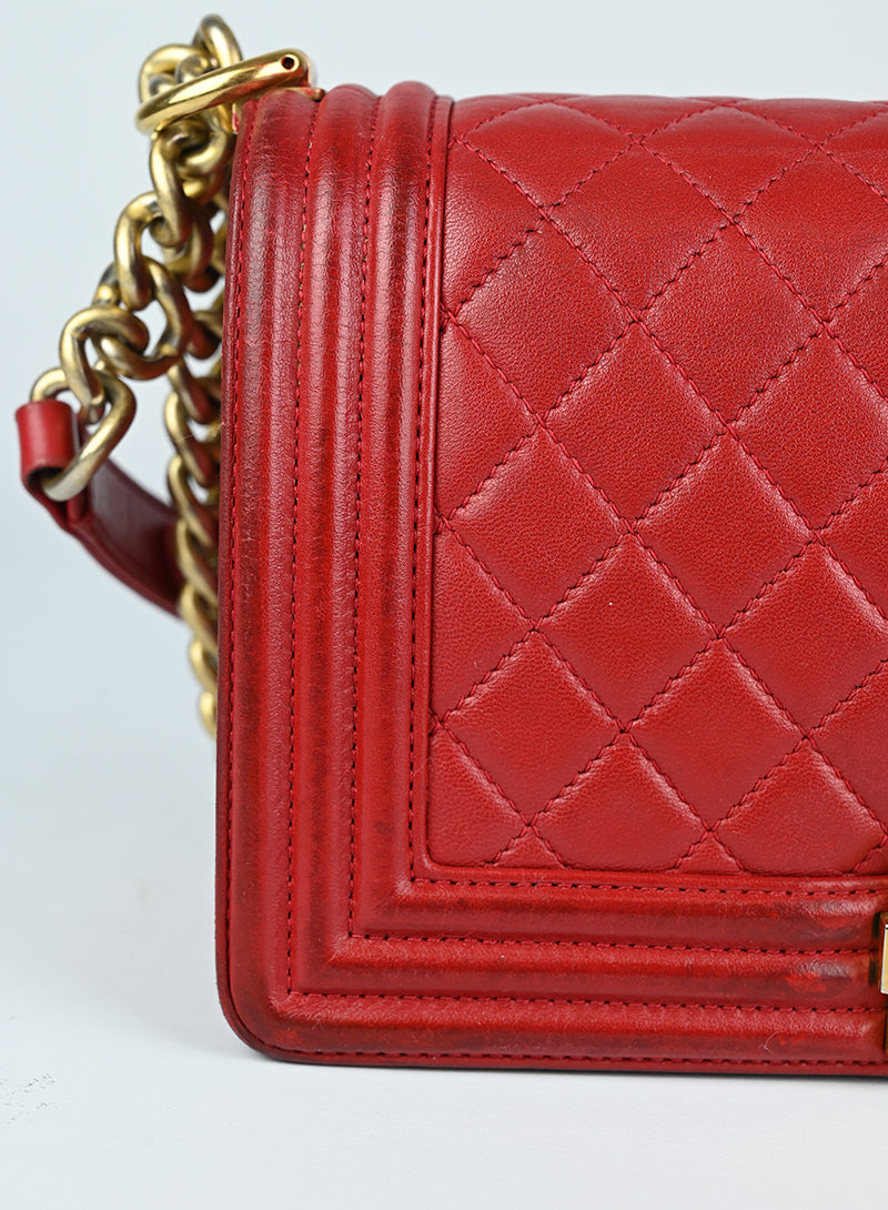 Chanel Borsa Boy in pelle rossa