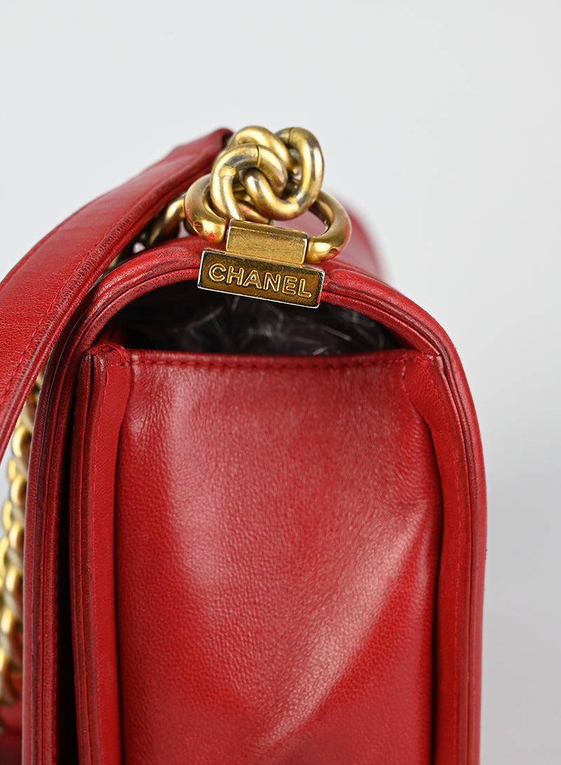 Chanel Borsa Boy in pelle rossa