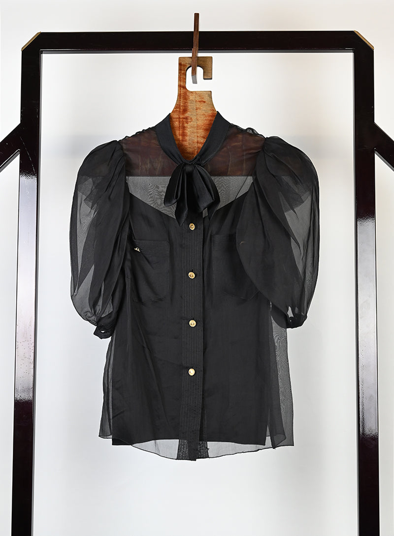 Chanel Camicia nera in seta - Tg. 40