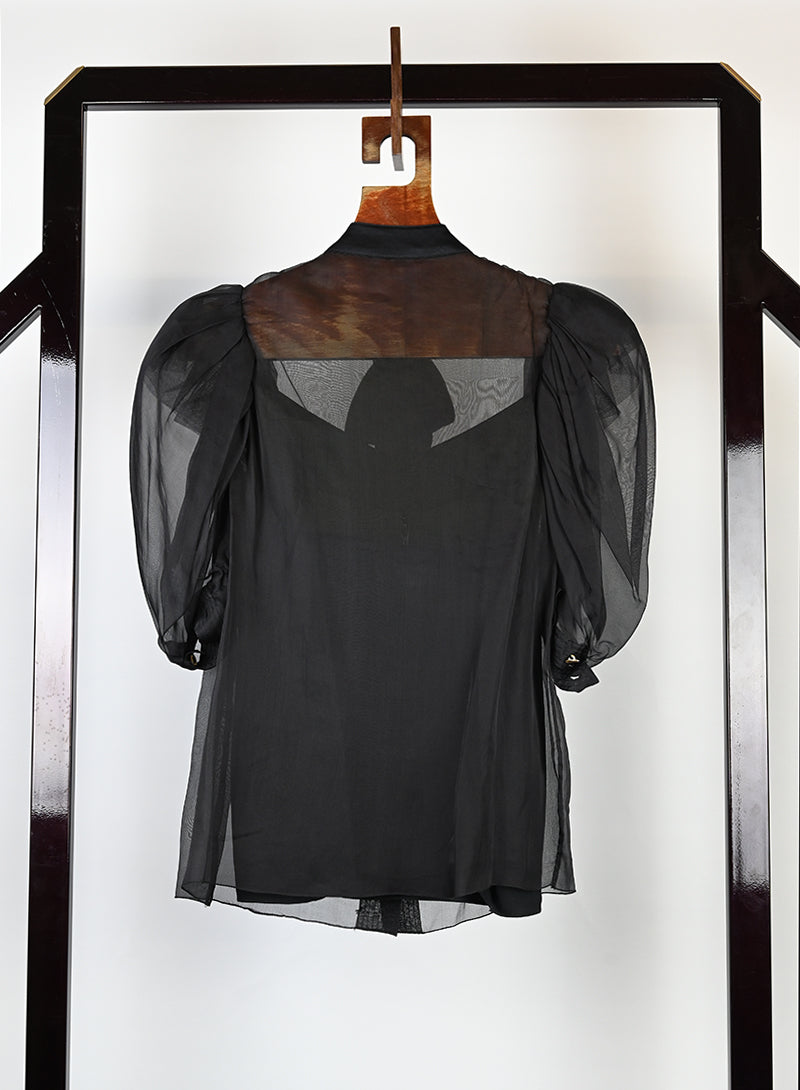 Chanel Camicia nera in seta - Tg. 40