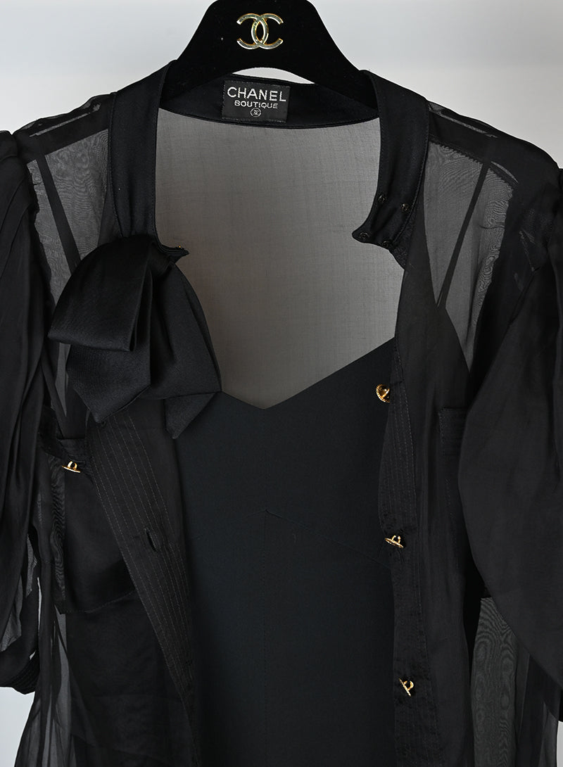 Chanel Camicia nera in seta - Tg. 40